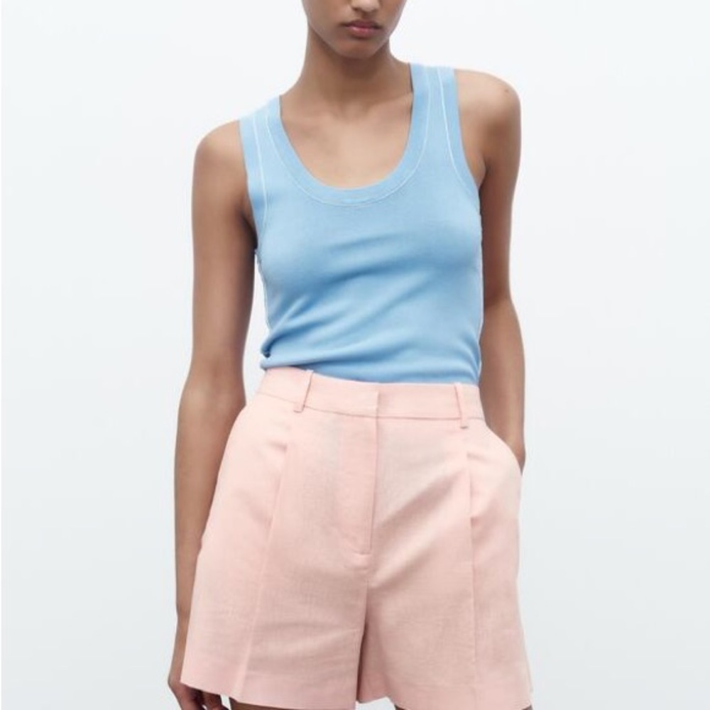 Zara HIGH RISE LINEN BLEND SHORTS sz S